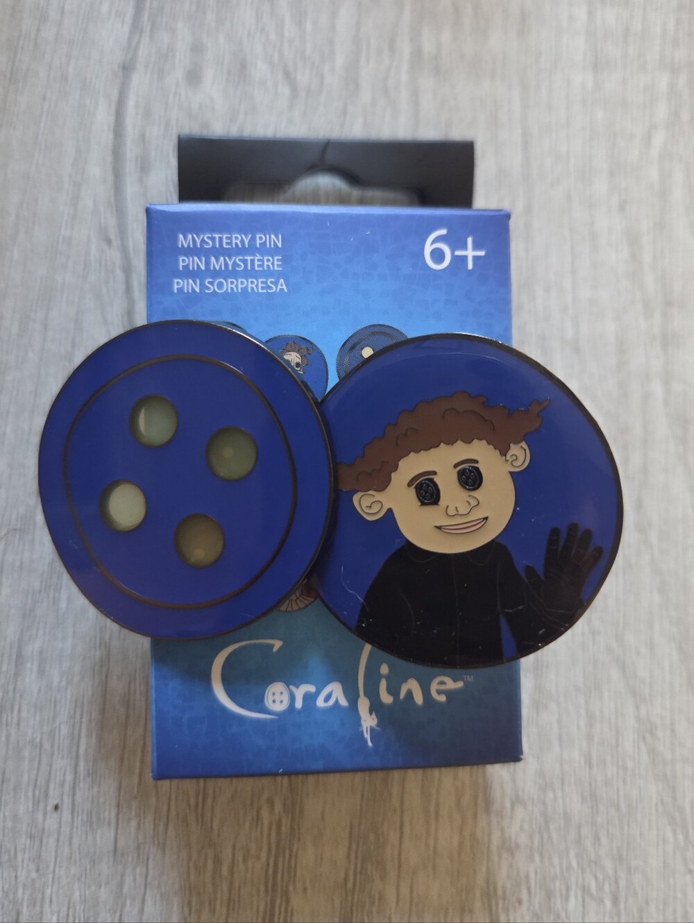 Loungefly Coraline Wybie Lovat Button Stained Glass Hinged Blind Box Enamel Pin